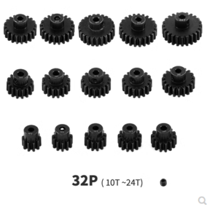 32P M0.8 3.175mm Bore Hardened 45# Steel Motor Pinion Gear for 1/10 RC Cars - Black
