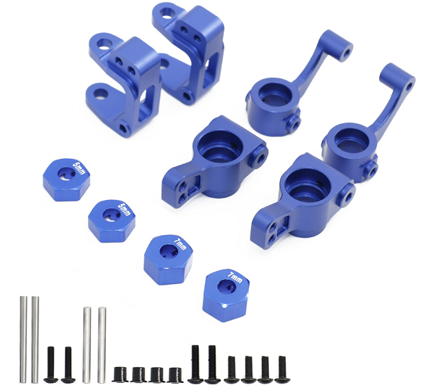 ECX 1/10 2WD Steering Knuckles, Front C-Hubs, Rear Axle Carriers and Coupler Set - Blue