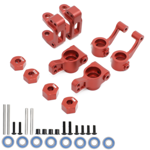 ECX 1/10 2WD Steering Knuckles, Front C-Hubs, Rear Axle Carriers, Coupler and Bearing Set - Red