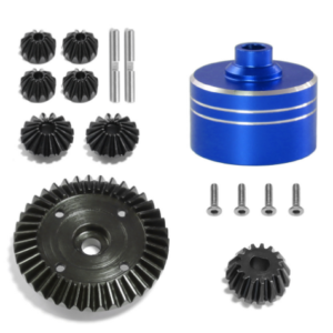 Tamiya XV-02 / TT-02 / TT-02B 45# Steel Differential Assembly with 7075 Aluminum Differential Case - BlueAluminum Differential Assembly + Output Gear