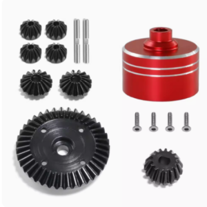 Tamiya XV-02 / TT-02 / TT-02B 45# Steel Differential Assembly with 7075 Aluminum Differential Case - RedAluminum Differential Assembly + Output Gear