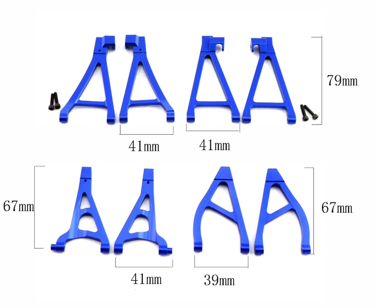 Traxxas 1/16 E-Revo / Slash / Summit Aluminum 4-Piece Suspension Arm Set - Blue