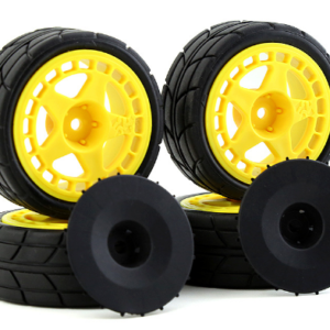 1/10 RC Tire and Wheel Set 65mm - Black / White / Yellow
