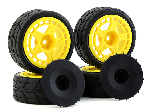 1/10 RC Tire and Wheel Set 65mm - Black / White / Yellow