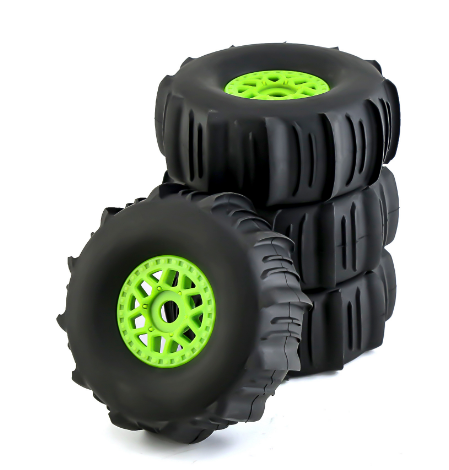 1/7 RC Tire and Wheel Set 103mm - Black / Green