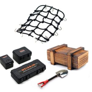 1/10 RC Crawler Scale Luggage Suitcase Shovel and Cargo Net Set