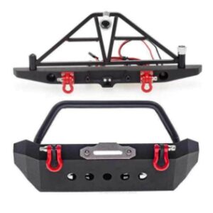 1/10 RC Crawler Wrangler Style Metal Front Bumper with Winch and Spare Tire Mount