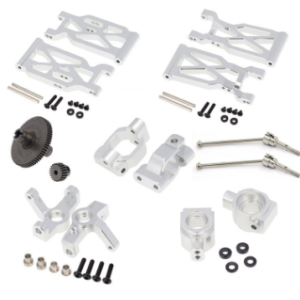 Metal Suspension Arm Steering Gear and CVD Upgrade Set Compatible with WLtoys 104001