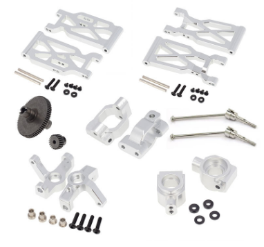 Metal Suspension Arm Steering Gear and CVD Upgrade Set Compatible with WLtoys 104001