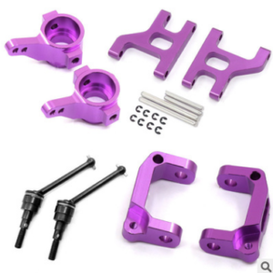 Aluminum C Hub Steering Knuckle and Front Lower Arm Set Compatible with Tamiya CC-01 / TA02 / TA03