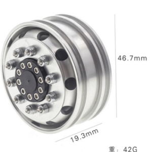 CNC Metal Front Wheel Pair Compatible with Tamiya 1/14 Tractor Truck